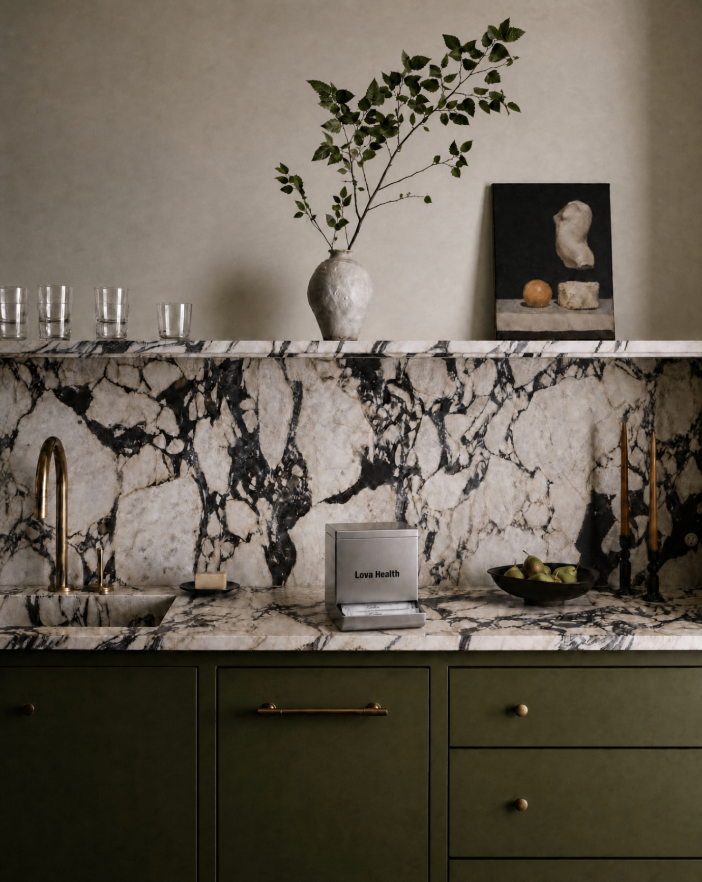 Lova Health box on a marble kitchen counter